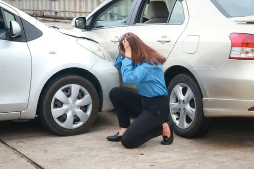 Woman Distressed After Car Accident