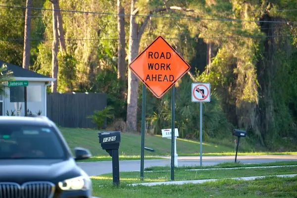 Road Work Ahead Sign