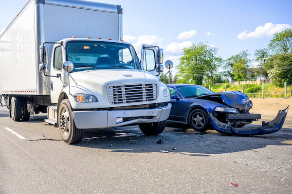 A commerical truck hits a car in a truck accident in North Carolina.